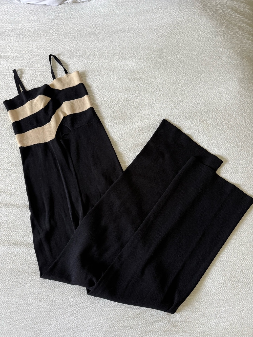 Cider Black & Cream Striped Knit Jumpsuit